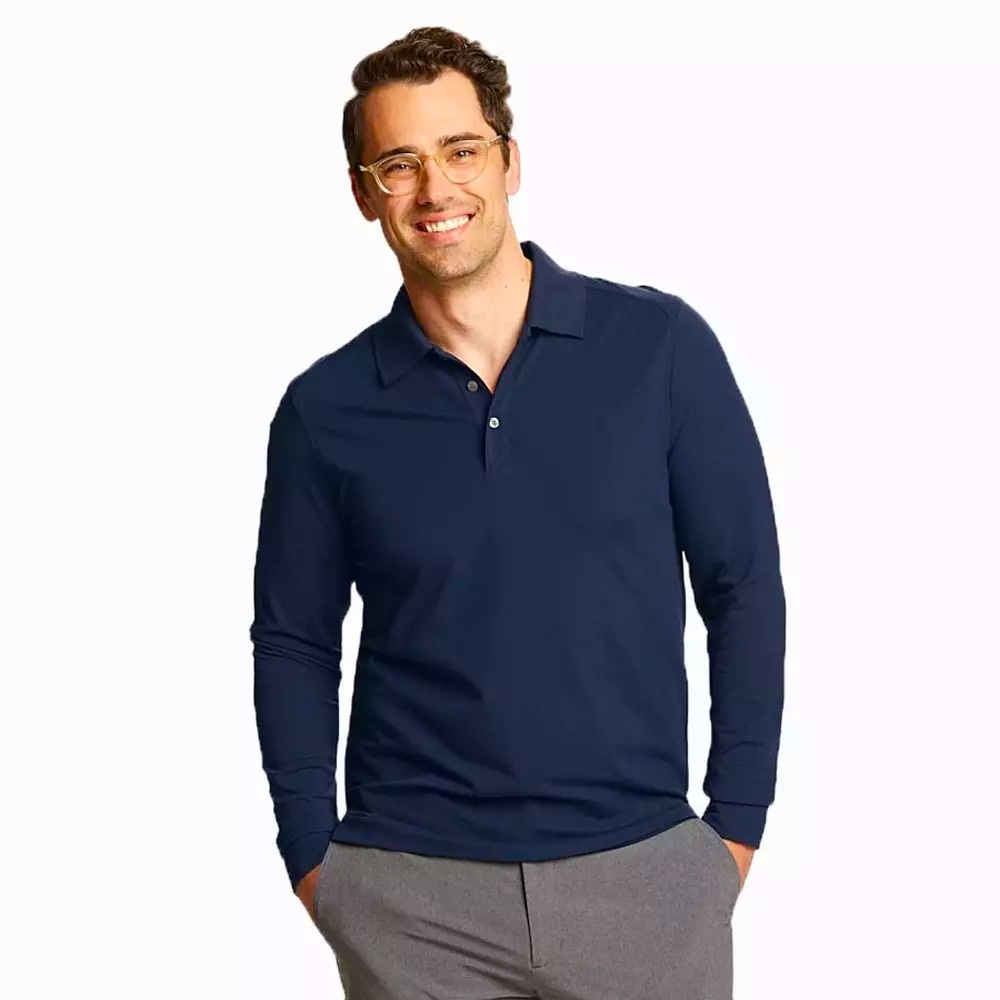 Cutter & Buck Men’s Navy Blue Long Sleeve Polo Shirt 2XB CB DryTec